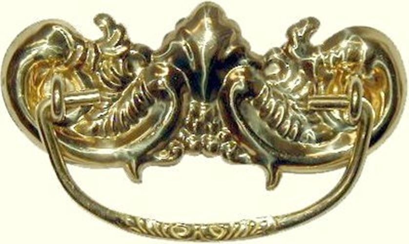 3" Victorian Style Fern Leaf Bail Pull Stamped Brass
