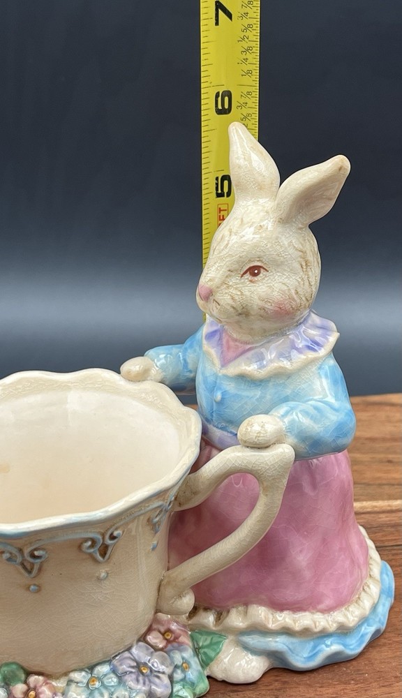 Department 56 Easter Bunny Teacup Ceramic Planter
