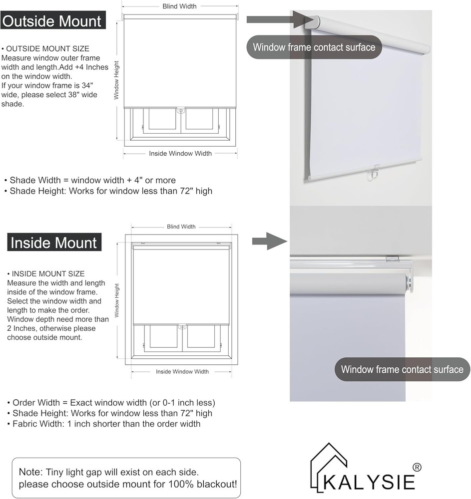 Cordless Roller Shades 100% Blackout Blinds for Windows and Doors, Pull Down ...