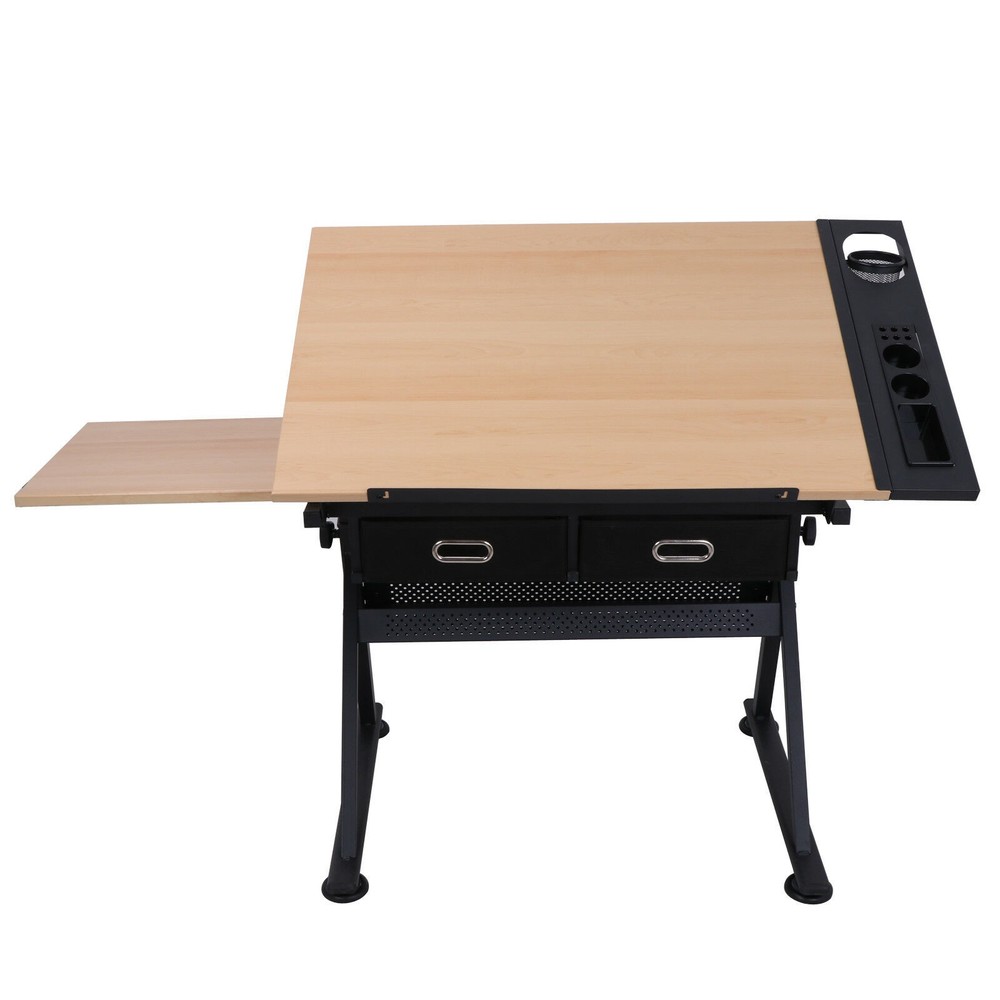 Adjustable Height Degree Drafting Drawing Table Craft Tiltable Tabletop & Stool