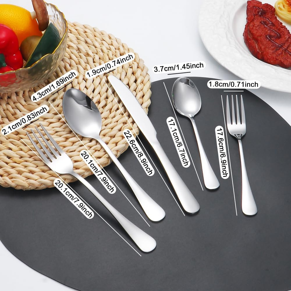 Silverware Set 50 Piece Stainless Steel Flatware Set Silverware Utensils for ...