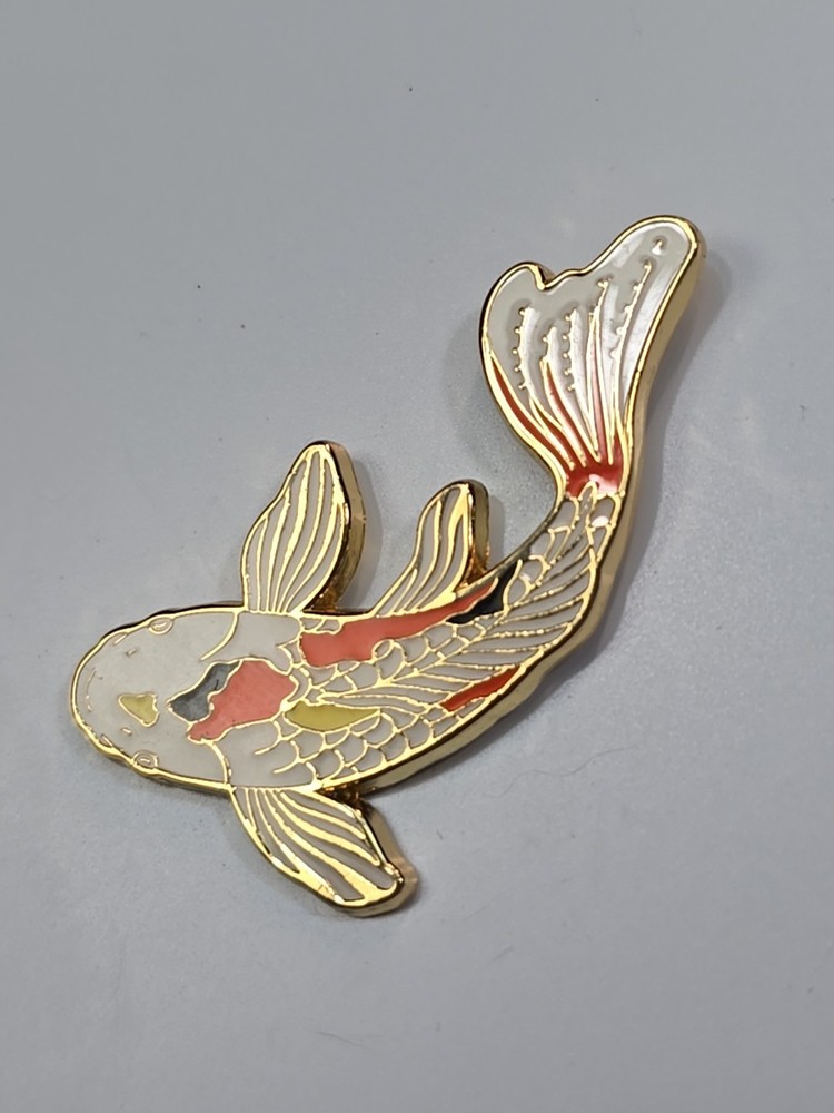 Koi Fish White With Orange Lapel Pin