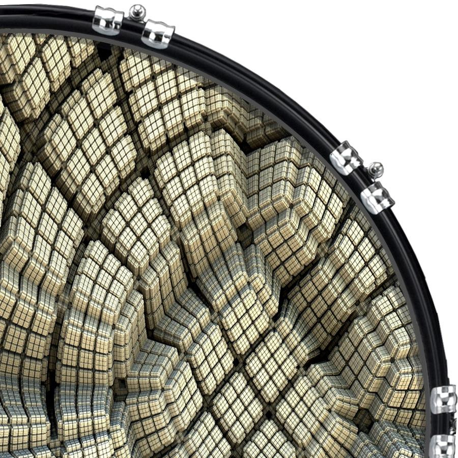20" Custom Bass Kick Drum Front Head Graphical Cube Effect