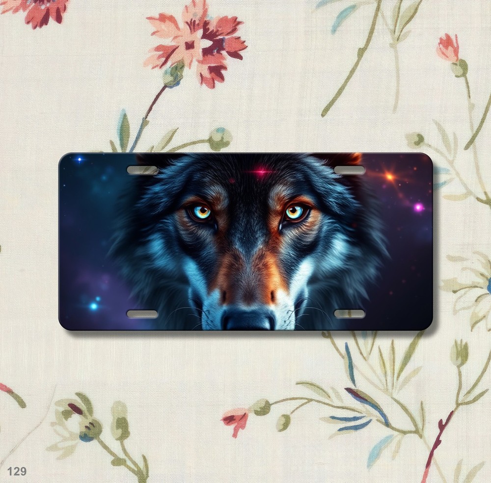 Realistic Wolf License Plate Customizable Auto Tag Anniversary Gift