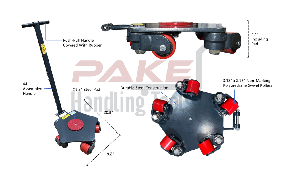 Pake Handling Tools - Rotating Multi-Direction Machine Dolly, 8800lbs