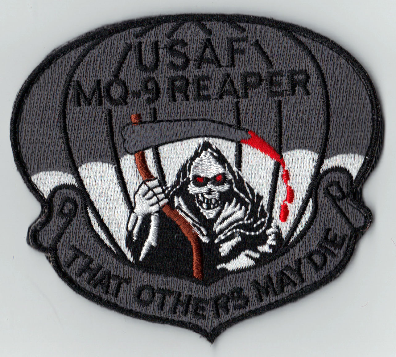 USAF MQ-9 REAPER ATTACK DRONE UAV - THAT OTHERS MAY DIE - 4" HOOK & LOOP PATCH