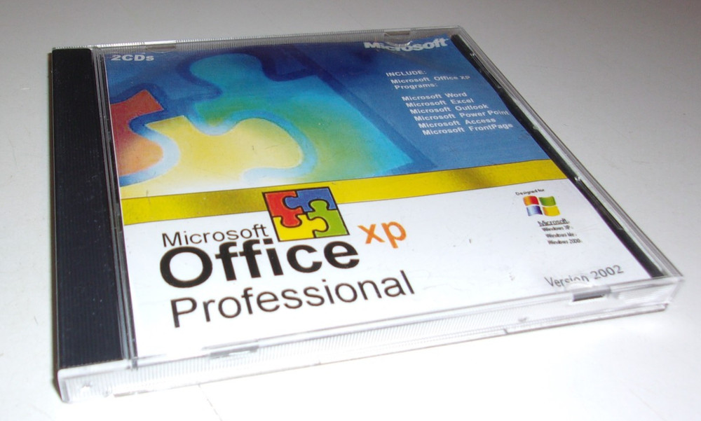 Microsoft Profess[onal Office XP Version 2002 Software w/Product Key & 2-CDs