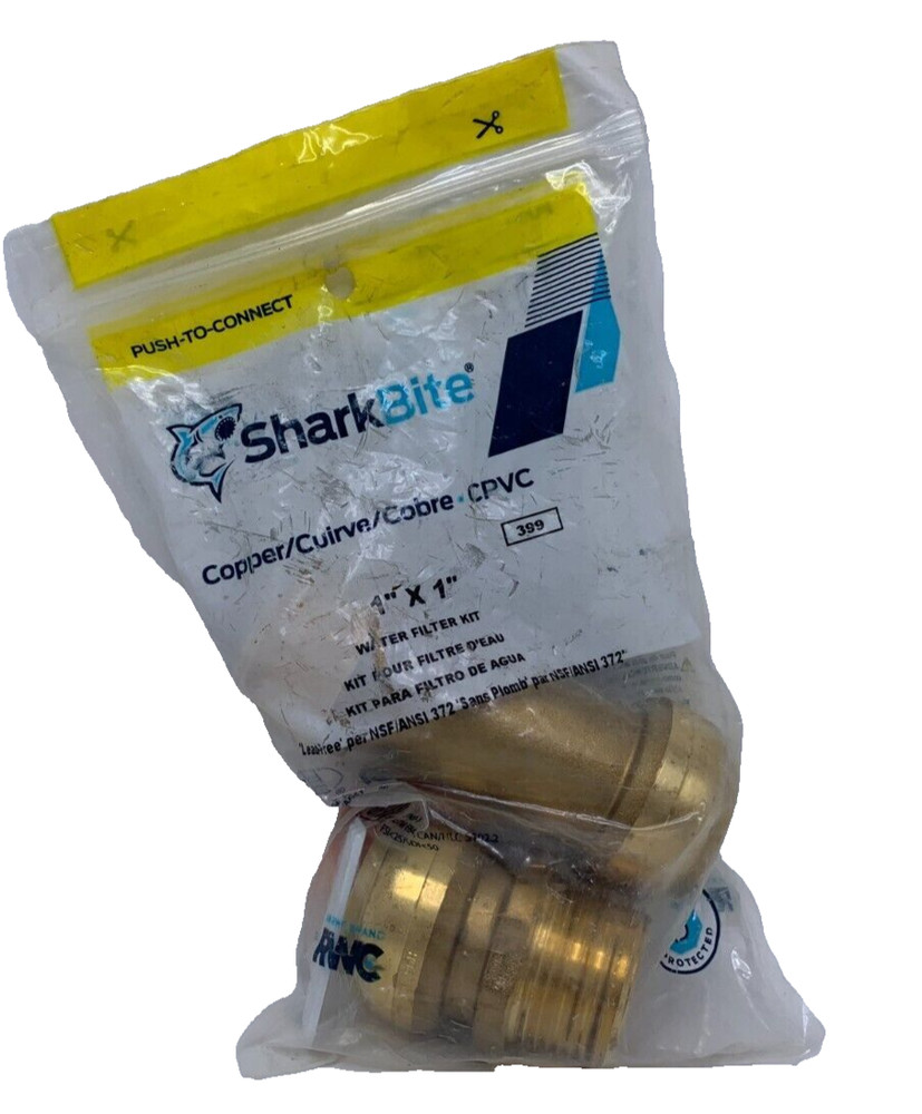 SharkBite Brass 1" inch Push-to-Connect Water Filter Install Kit Copper CPVC