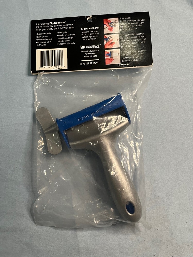 NEW Big Squeeze Tube Squeezer Blue Solid Heavy Duty Virtually Zero Waste