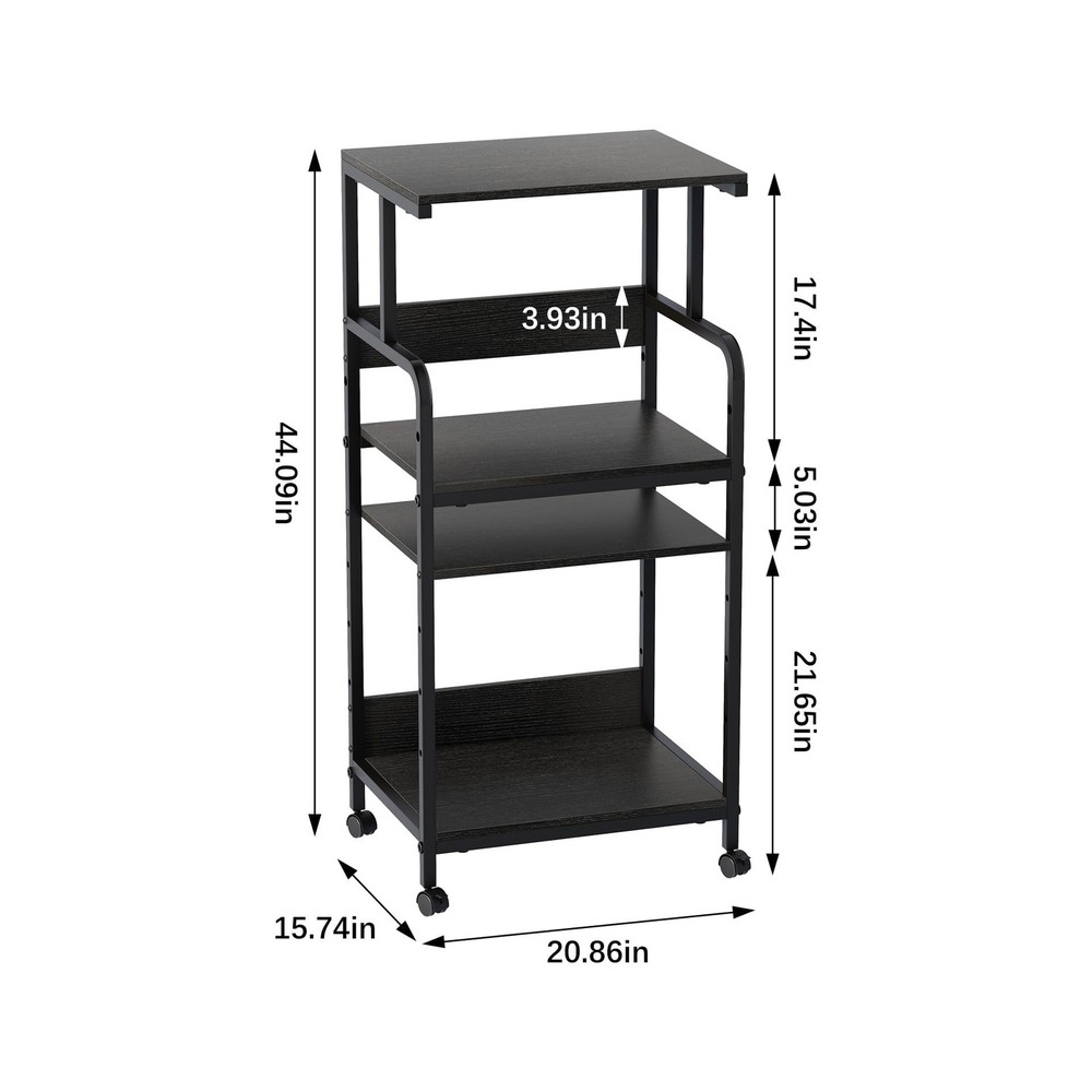 4 Tier Stand with Storage Shelf, Tall Mobile Printer Table for Home Office, A...