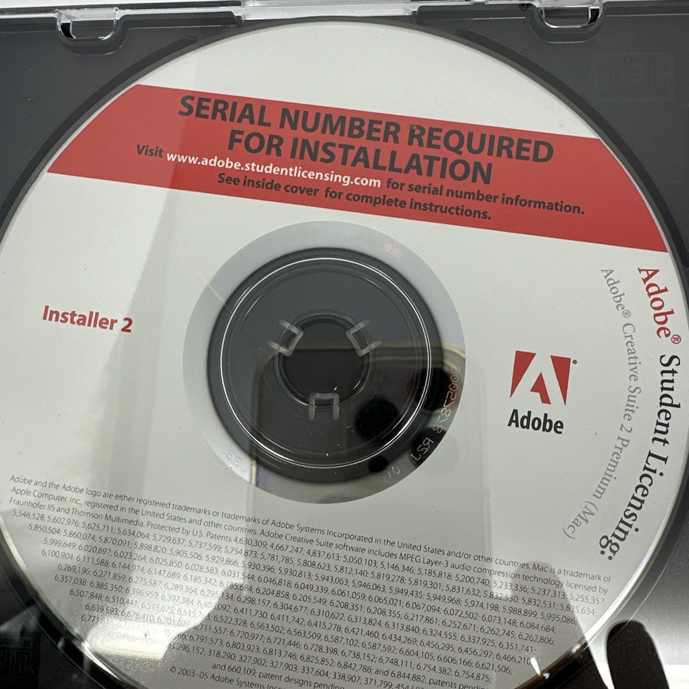 Adobe Creative Suite 2 Premium Mac Student Licensing Disc Set Only VG