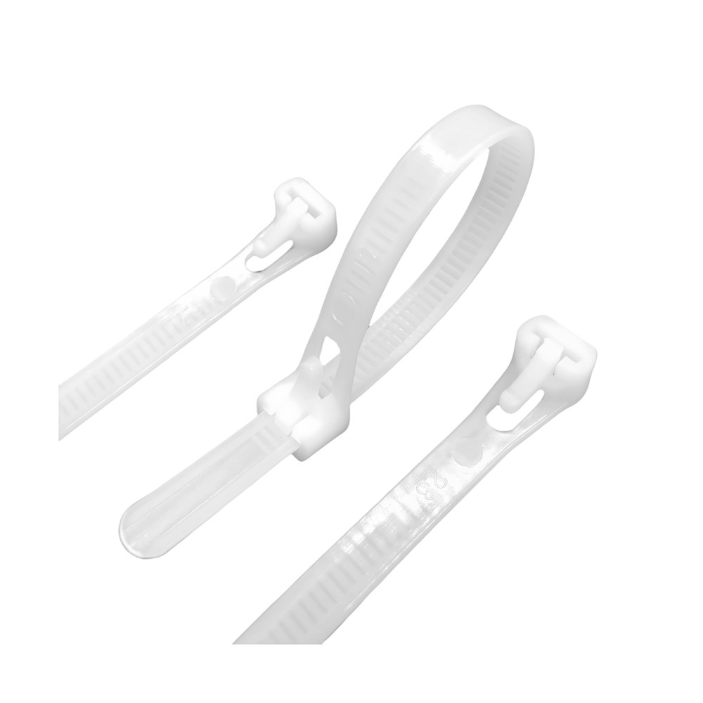 100 Pcs Reusable Releasable Adjustable Nylon Cable Zip Ties(8 Inch,White)