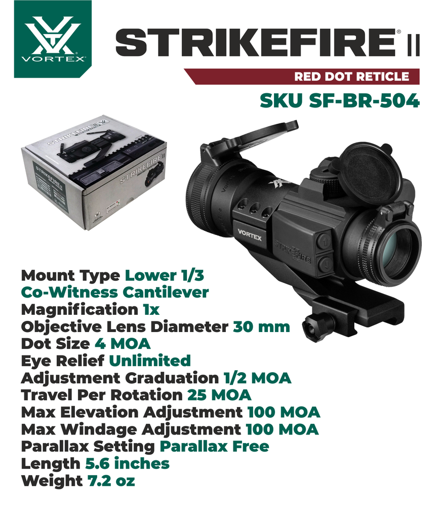 Vortex Optics Strikefire II 4 MOA Red Dot Sight and Vortex Free Hat Black Bundle