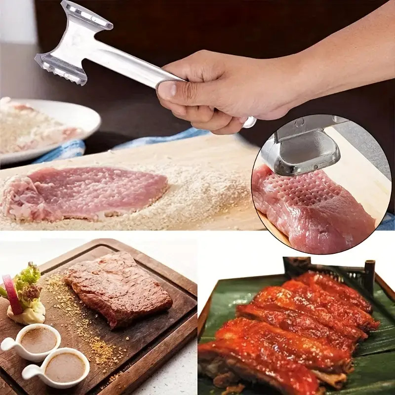 7.68" Double Side Beef Steak Mallet Pounder Meat Tenderizer Hammer Kitchen Tool