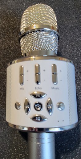 Hand Held Karaoke Microphone White/ Silver Tested- Works!