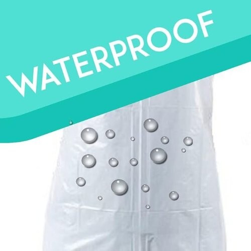 100 Pack Box Large White Plastic Disposable Aprons Throw Away Waterproof Aprons