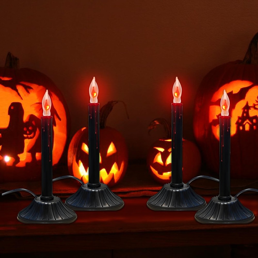 2 Pack Halloween Electric Window Candles, Black 1 Light(2 Pack),