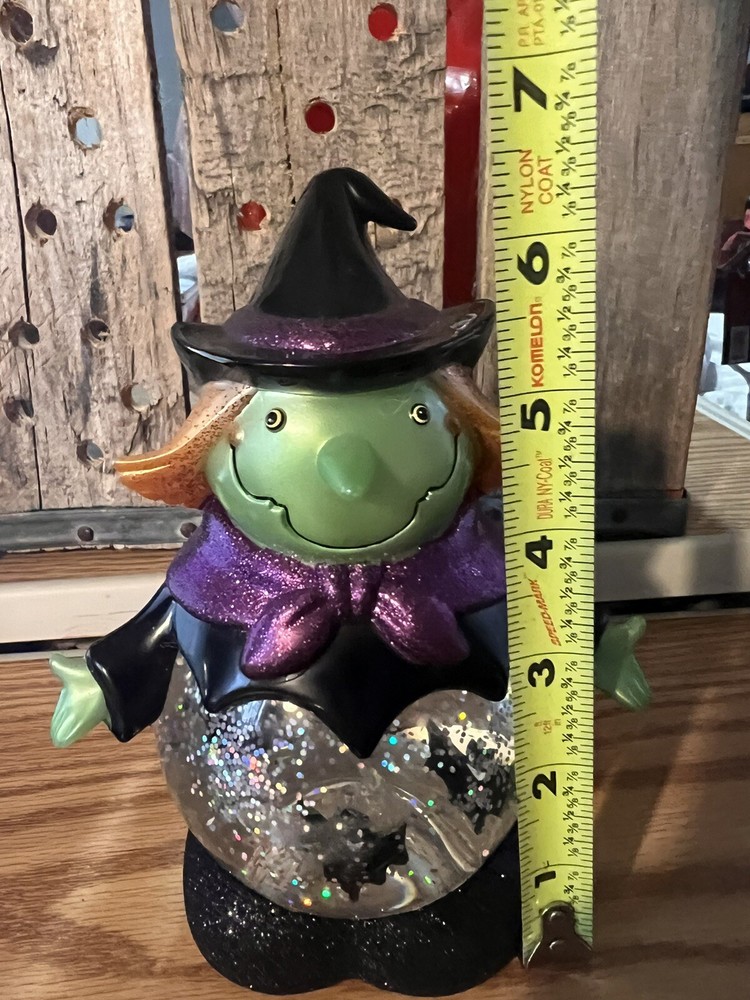 Halloween Witch Snowglobe - Bats Flying Lights Up With Different Colors Untested