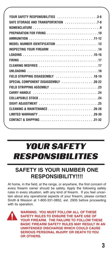 SMITH & WESSON M&P Rifles Owners Manual