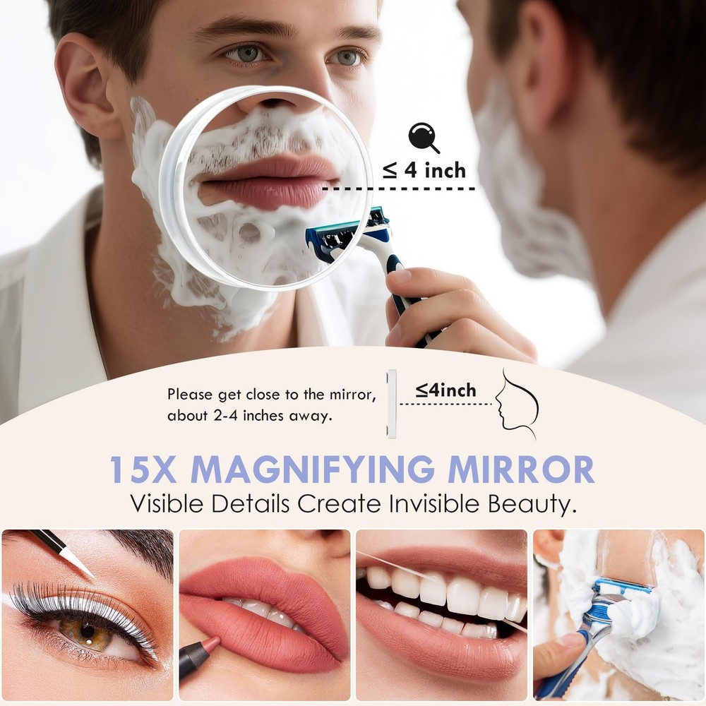 Makeup Mirror With Lights 360 Rotatable 15X Spot Mirror Touch Sensor AC Power