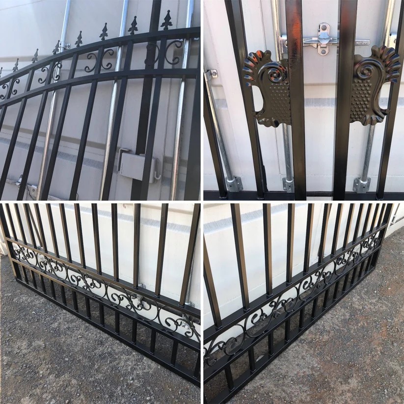 20FT Iron Driveway Gate Double Swing Rustproof for Garden & Yard