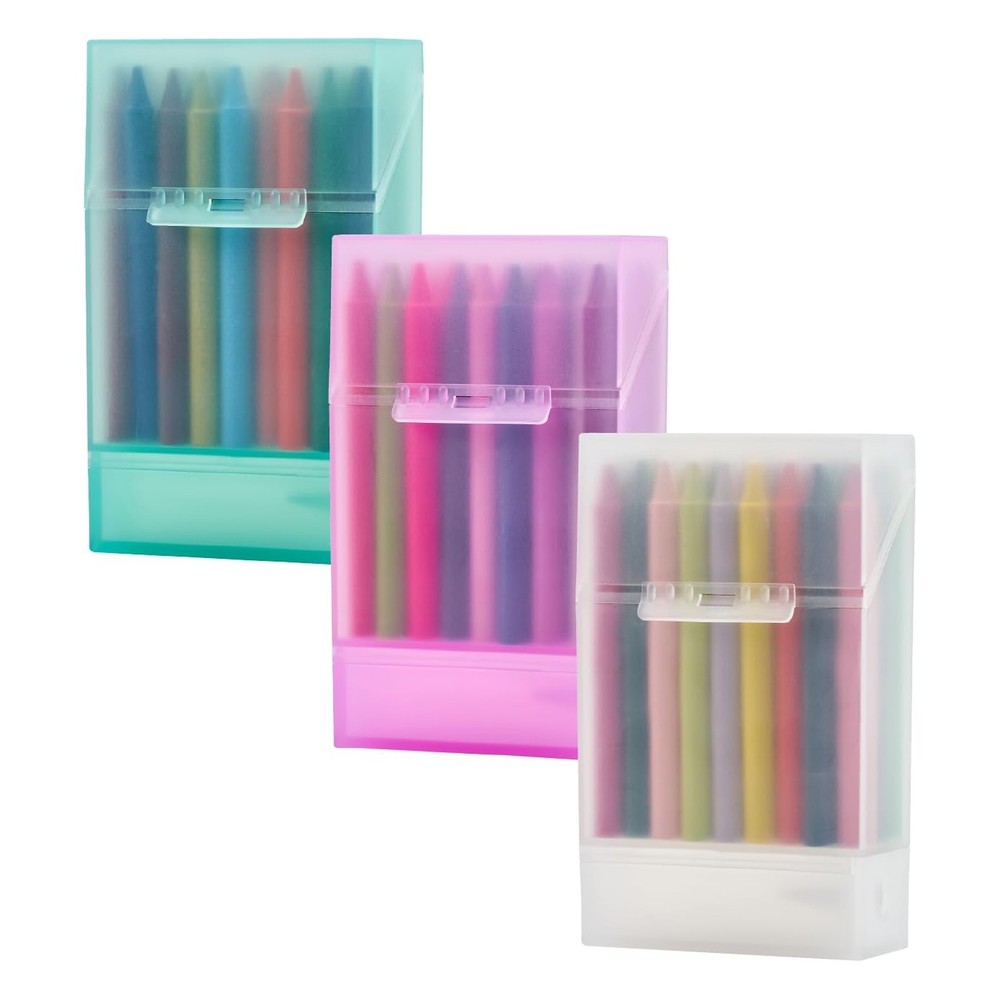 LockerMate Crayon Box with Sharpener Holds 24 Crayons, Assorted Color, Pack o...