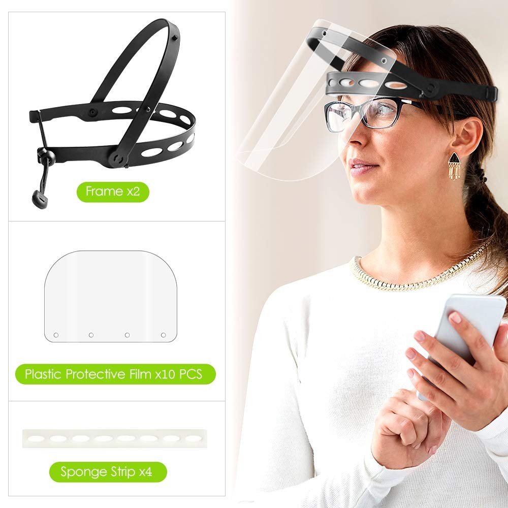 Adjustable Face Shield（2pack+10visors）, All-Round Protection Cap with Clear A...