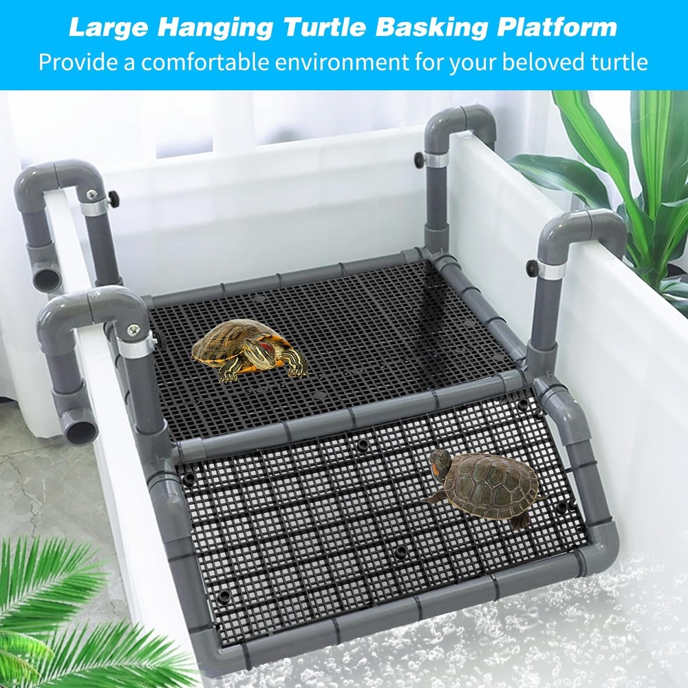 Extra Large Hanging Turtle Basking Platform, 13.4"-19″ Wider Turtle Dock with...