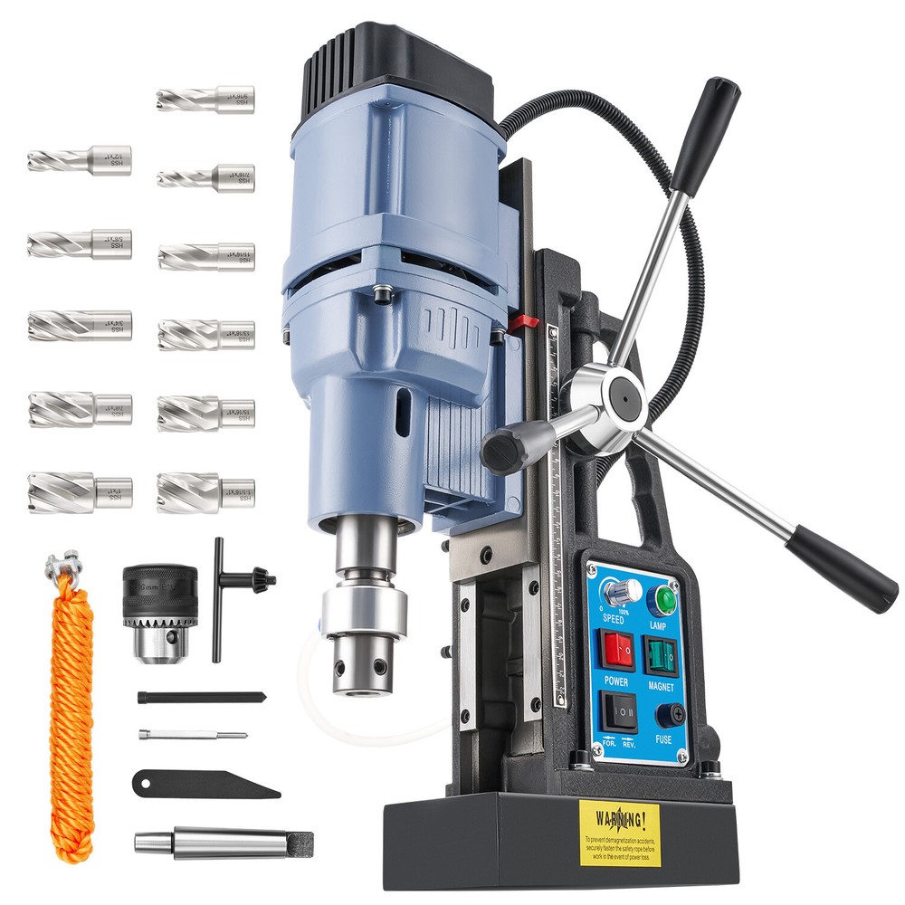 CREWORKS Magnetic Drill Machine MD50 Stepless Speed Bi-Directional HSS Bits Set