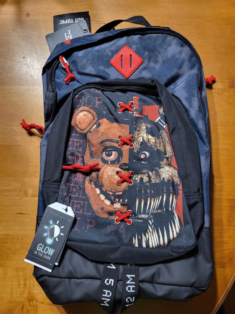 Five Nights At Freddy's Split Face Rectangular Backpack Bookbag GITD Bioworld
