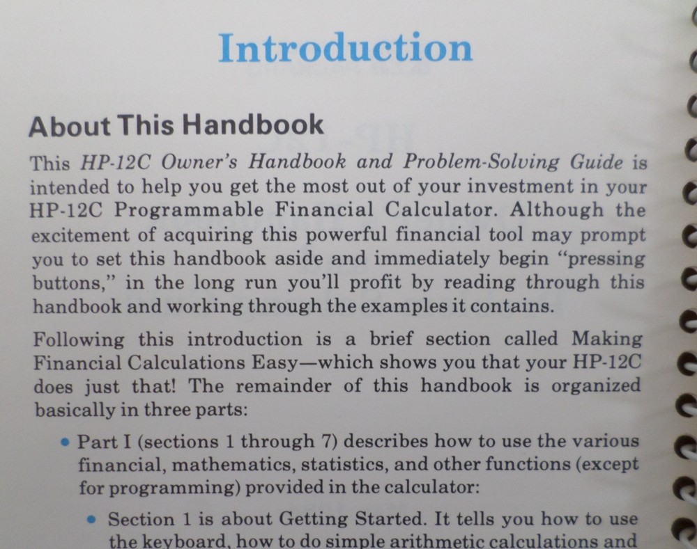 HP-12C Calculator Owner's Handbook and Problem-Solving Guide Manual May 1984