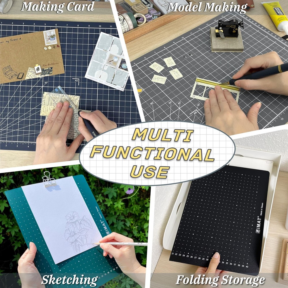 Flip Cutting Mat_Note A3 (inch version), 12"X18", Foldable, Front: Inch grid,...