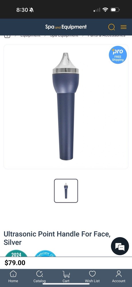 Ultrasonic Point Handle For Face, Silver
