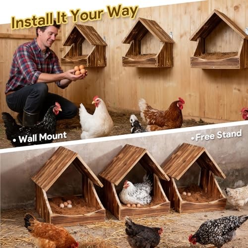 Chicken Nesting Boxes, Wall-Mounted Wooden Nesting Box,Specialized for Chicken