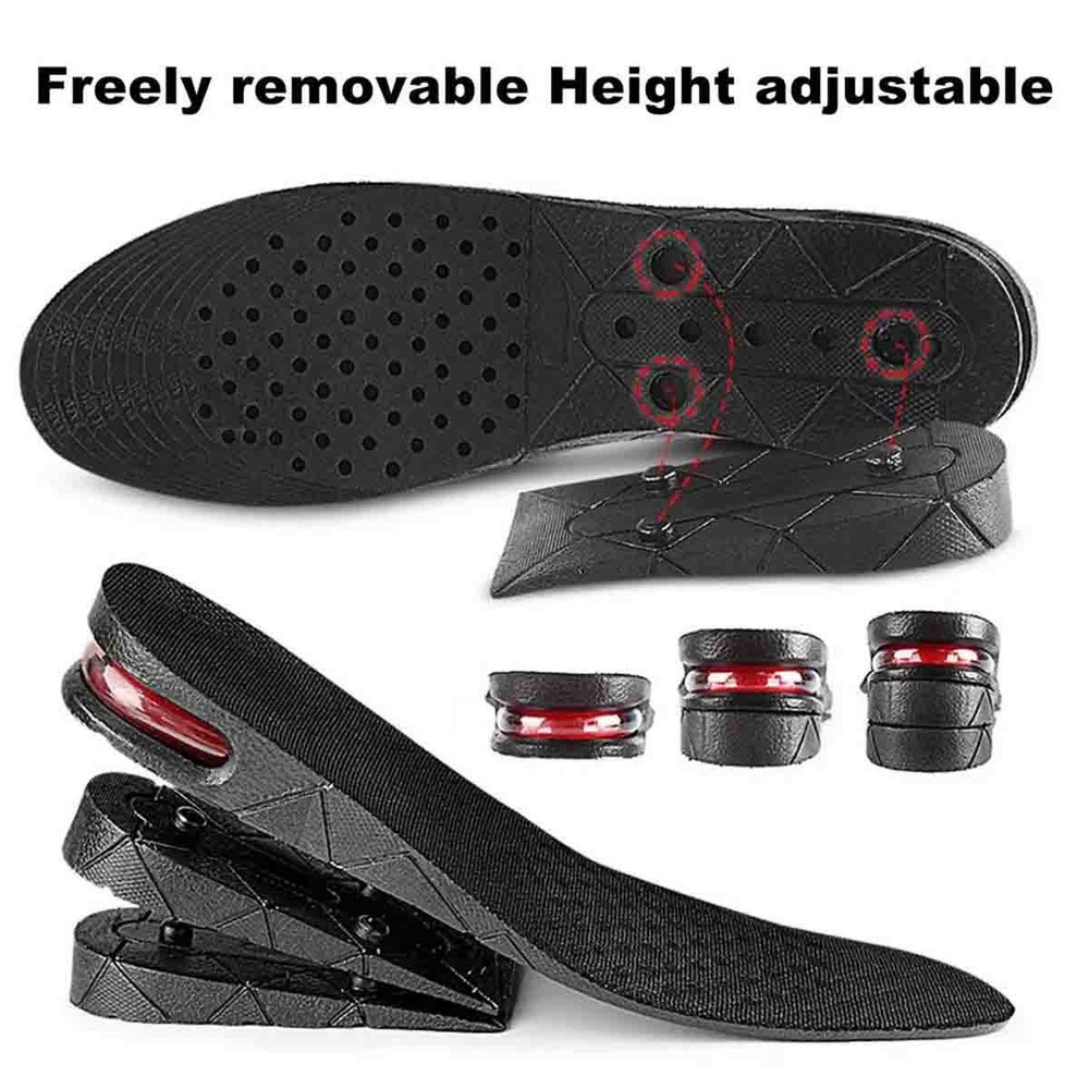3 Layer 7cm Height Increase Insoles Invisible Elevator Pads Arch Support Unisex