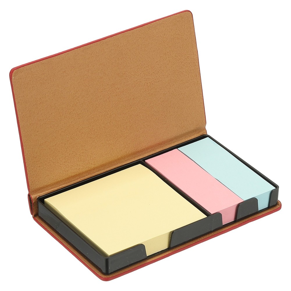 Leather Sticky Notes Holder, Post Notes Holder Box, Red