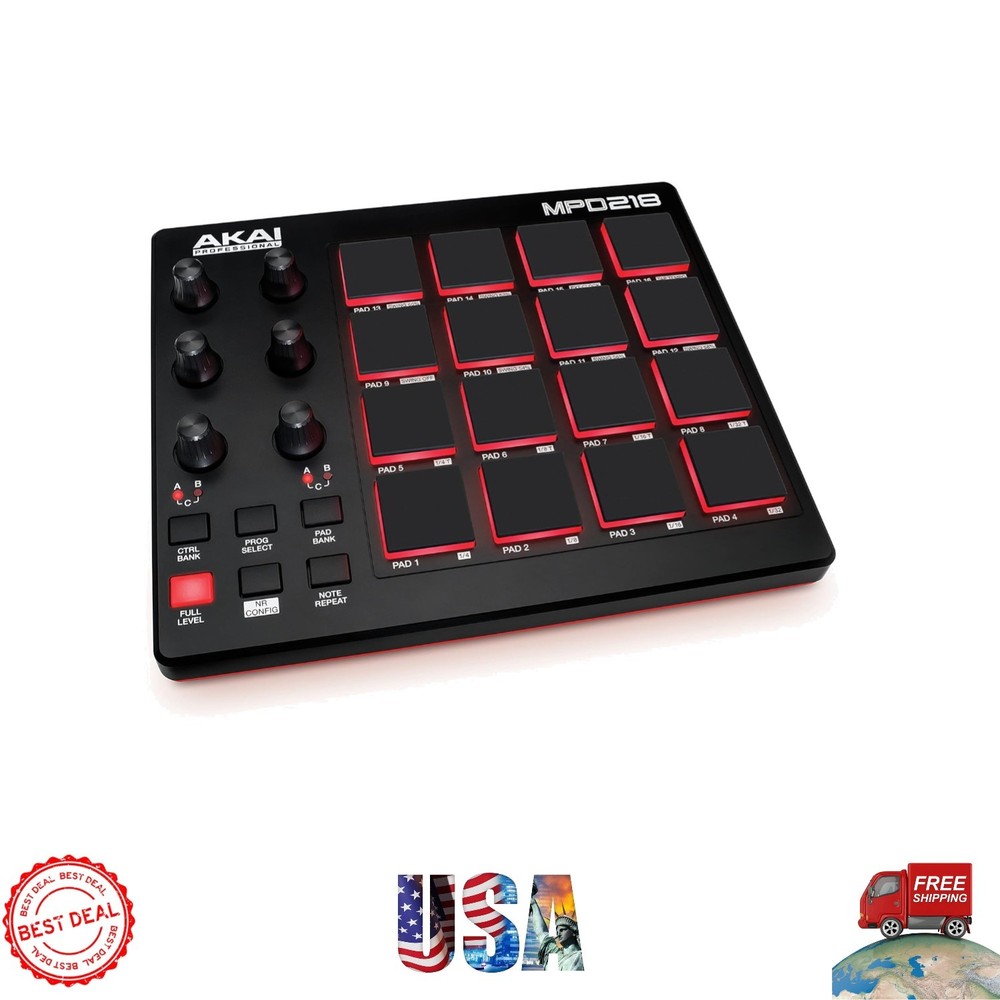 USB MIDI Pad Controller - 16 Ultra-Sensitive MPC Drum Pads & Assignable Knobs