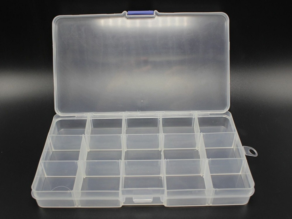 2 Pack 15 Grids Plastic Organizer Box Case Craft Bead Display Storage Container