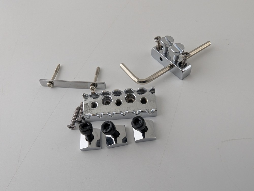 Licensed Floyd Rose WR3 Locking Nut & String Retainer & Wrench Chrome 43mm