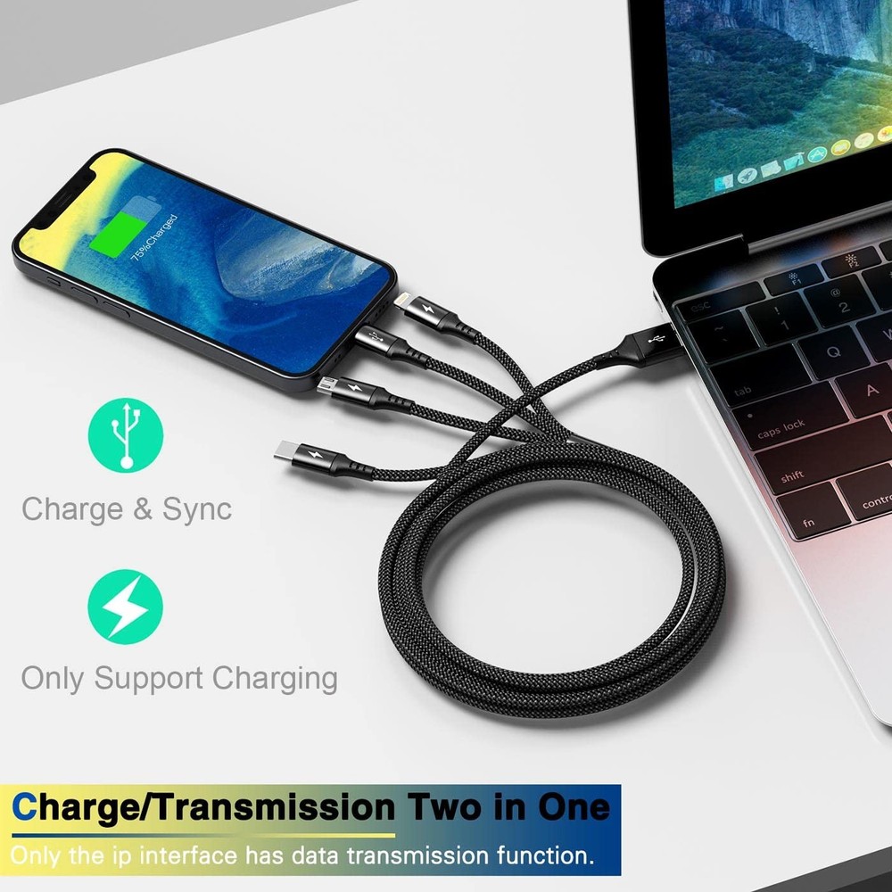 RULUS Long Multi Charging Cable [2Pack/10Ft] USB 4 in 1 Fast 10ft