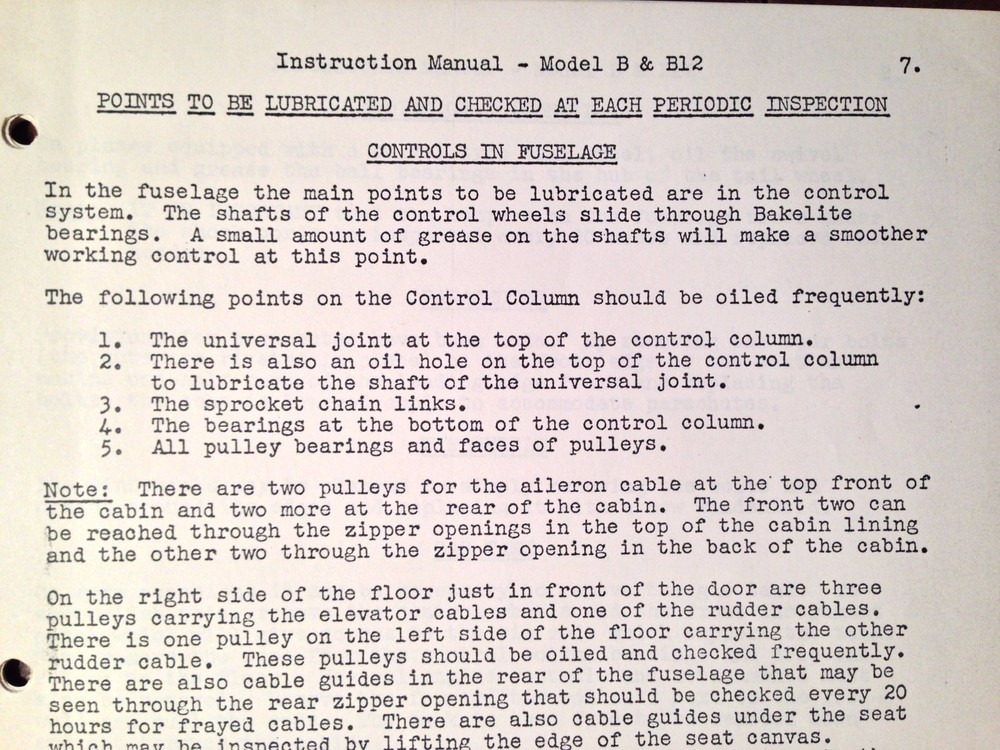 Taylorcraft Model B & Model B12 Instruction Manual