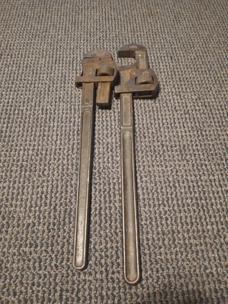 Two 2 VINTAGE Walworth 24" Genuine Stillson Pipe Monkey Wrenches Adjustable