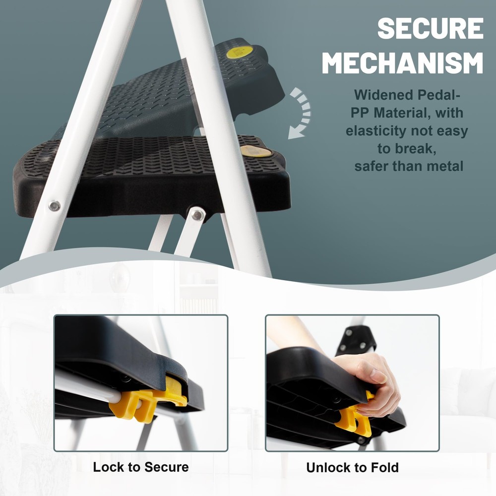 2 Step Ladder, Folding Step Stool for Adults with Handle, Lightweight, Perfec...