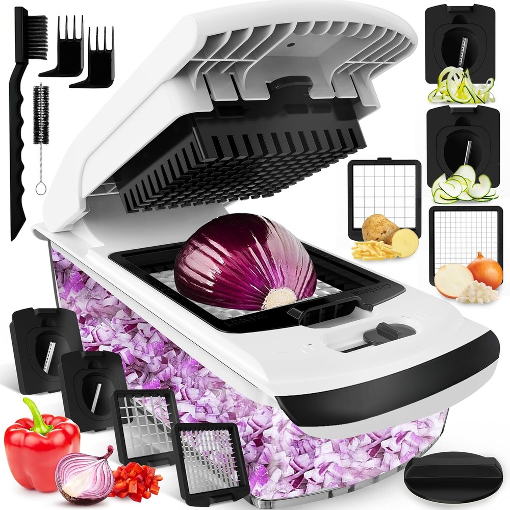 Vegetable Chopper and Spiralizer - Food Chopper with Container