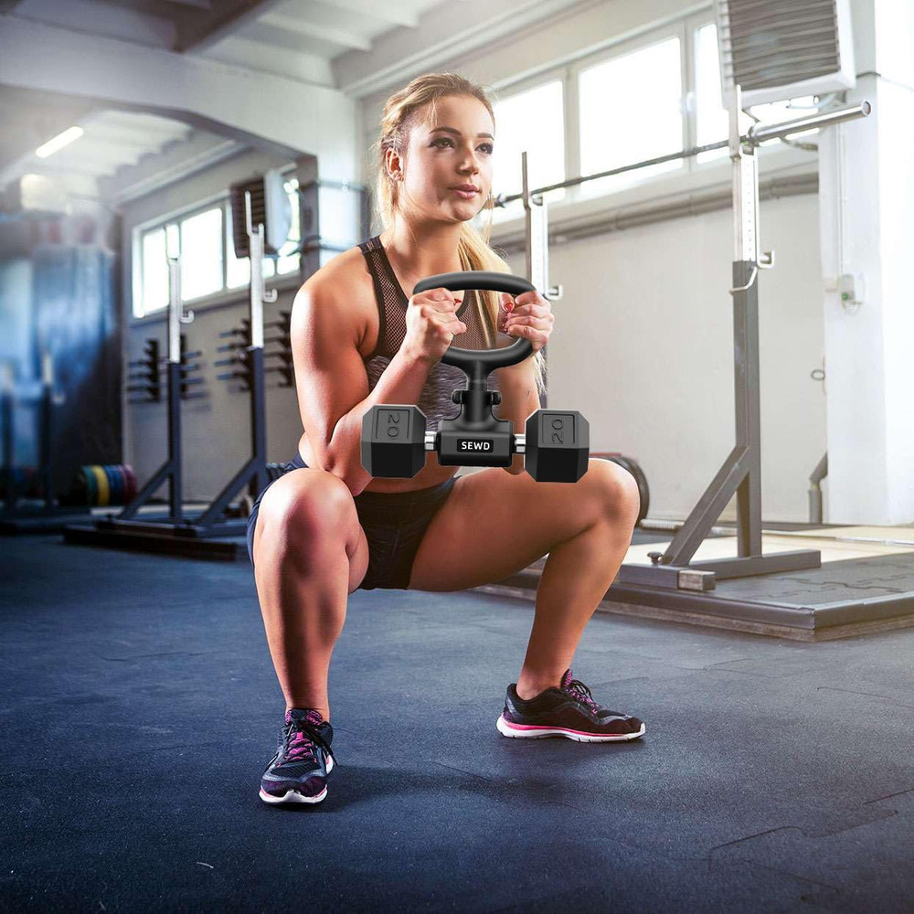 Adjustable Kettlebell Handle for Dumbbells - 220LB Capacity, 90° Rotation