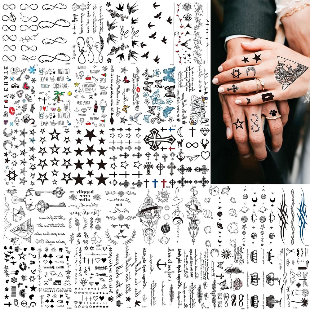 COKTAK 66 Sheets Small Black Animals Temporary Tattoos For 10x6CM,