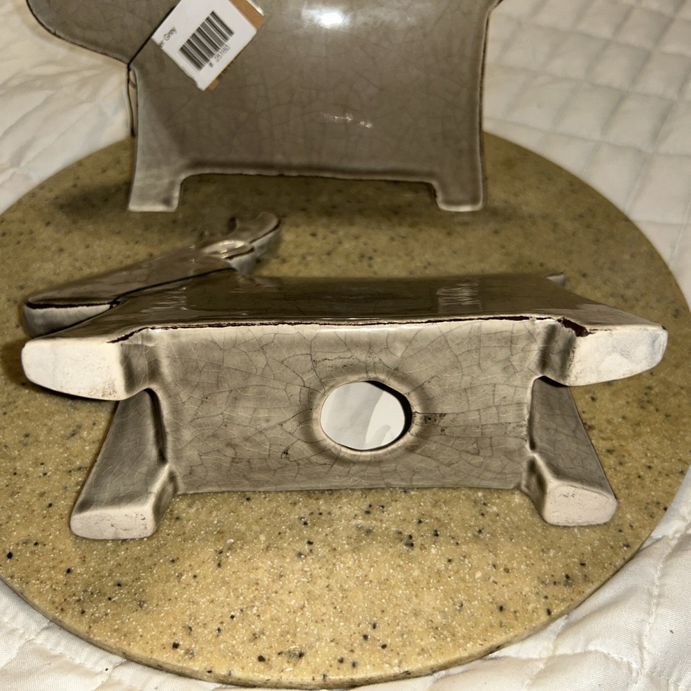 2/ Pc Modern ceramic Crackle reindeer decor beige 5x7"