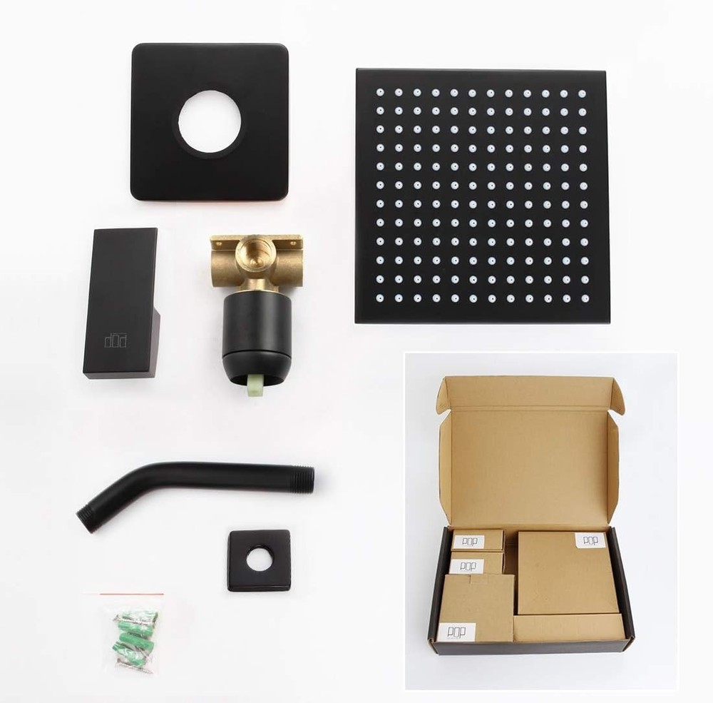 8 Inch Matte Black Shower Kit - Durable Brass Valve & Rainfall Function