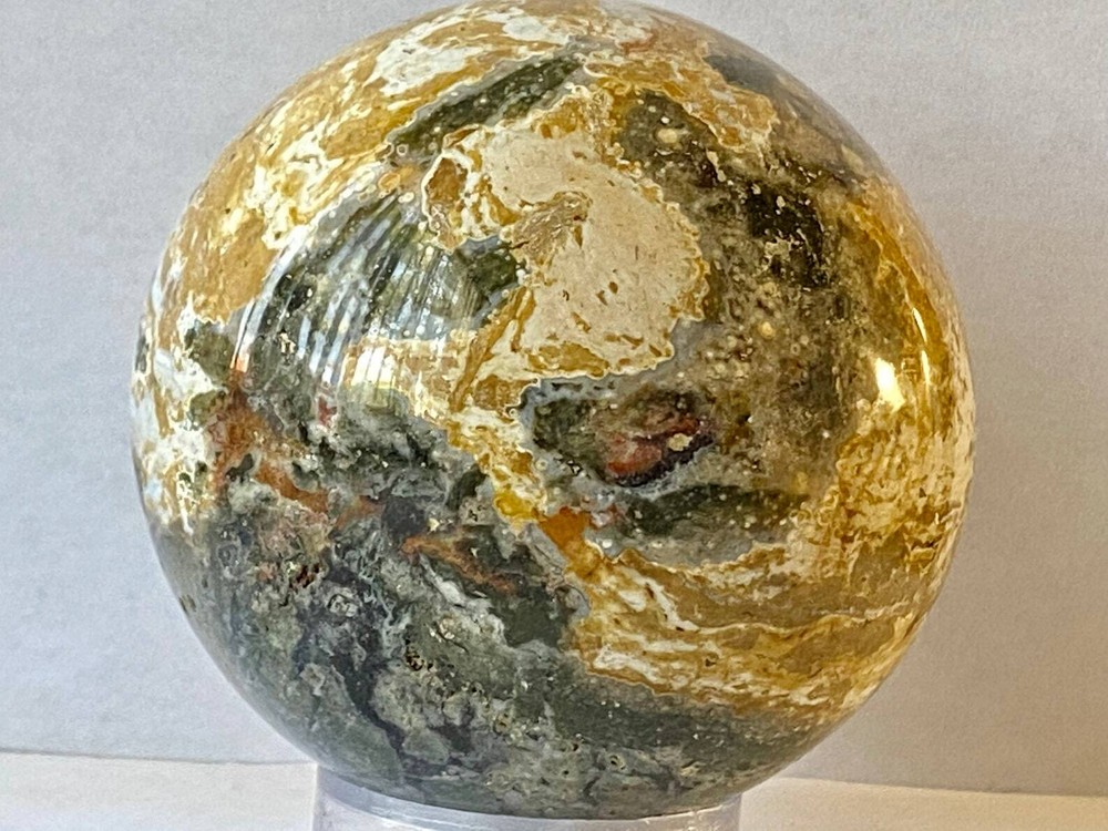 3.4" 86mm - 856gms "Exceptional Pattern"~OCEAN JASPER Sphere E1364