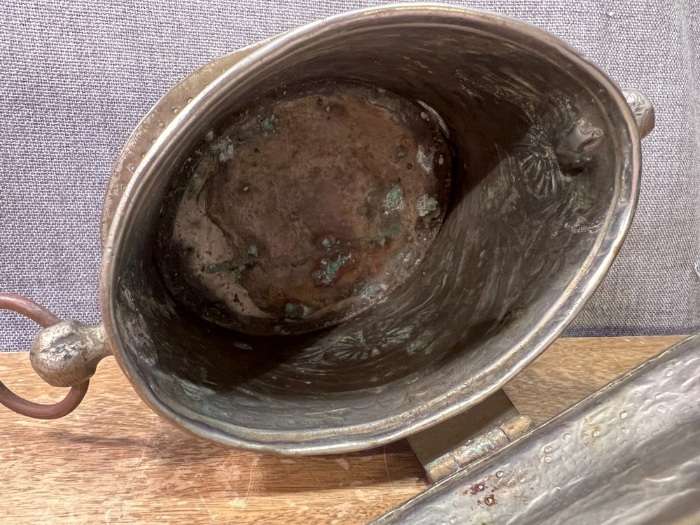 Antique Turkish Tea Coffee Container Caddy Footed Lidded Embossed Metalware